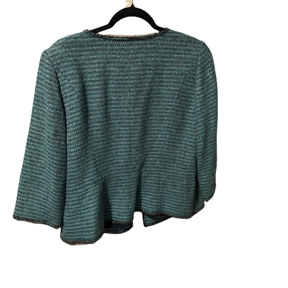 Classiques Entier Blue and Green Blazer Open Front Collarless Design - Picture 2 of 8